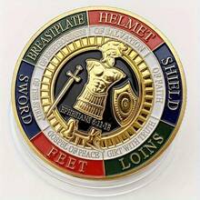 1pc Collectible Edition Armor Of God Challenge Coin - Inspirational Prayer Commemorative Coin, Perfect Creative Gift To Inspire Inspiration And Faith, Perfect For Golf Markers And Playing Card Protectors, Suitable For Holiday Party Gifts, Christmas - Silvery - View 4