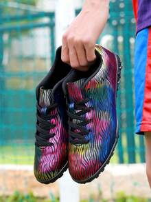 男子足球户外运动学生青少年专业比赛训练钉鞋考试专用户外比赛TF足球鞋 - L003紫紅色 - 查看 4