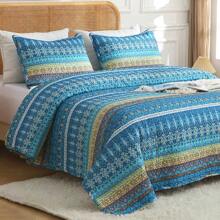Lightweight Quilted Bedspread Coverlet Set Breathable Embossed Wrinkle Cover Set