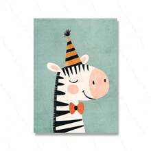 Plakat do pokoju dziecięcego Dżungla Boho Cartoon Cute Wall Art Prints Baby Kids Animal Prints Pokój dziecięcy Sypialnia Dekoracja Opcjonalna Rama