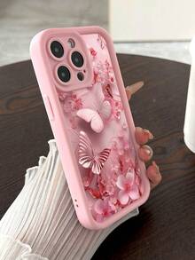 Butterfly Painted Recessed Pink Wrist Strap Shockproof Slim Fashionable Phone Case Compatible With IPhone 16, IPhone 15, IPhone 15 Pro Max, IPhone 13, IPhone 14 Pro Max, IPhone 7, IPhone 8, IPhone 7 Plus, IPhone 8 Plus, IPhone 12 Pro Max, IPhone 13 Pro Max, IPhone 14 Pro Max, IPhone 13, IPhone 14, IPhone 11, IPhone 12, IPhone 14 Women Soft Anti-Drop XS/S/XS MAX/78GES Waterproof Scratch Resistant - Multicolor - View 5
