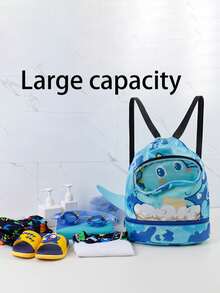 这款时尚精致的卡通泳包有多种图案可选，包括恐龙、兔子、鲨鱼、独角兽和兔女郎。它采用干湿分离式收纳设计，运动时尚，轻便可爱。这款泳包非常吸睛，适合日常使用、户外活动和上学。它是送给青少年的完美礼物（图案位置随机）（单拉链）。 - 均碼 - 查看 5