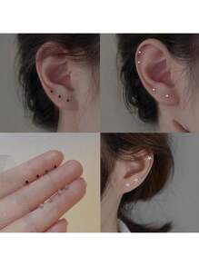 2/4/8 أزواج من أقراط الأذن ذات الزركونيا المكعبة الكلاسيكية السوداء والبيضاء - غير مسببة للحساسية، للنوم، طلاء سبيكة النحاس خالي من النيكل، مجوهرات متعددة الاستخدامات للأعياد والاستخدام اليومي، مناسبة لجميع المواسم