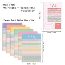 50 Sheets To Do List Stickers, 1 Pad Cute To Do List Sticky Notes Multicolor Color Self-Adhesive Memo Pads For Home, Office & School Supplies Back To School