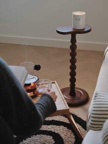 Modern Solid Wood Side Table – Nordic Minimalist Round Corner Table, Black & Walnut Finish, Vintage Multi-Functional Accent Table For Sofa, Bedside, Coffee Corner, Small Spaces, Ramadan Gifts & Home Decor