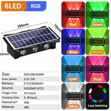 Große wasserdichte Solar-Wegbeleuchtung für Outdoor, kabellose Außenwandleuchte für Garten Beleuchtung, RGB einstellbare LED Wandlaterne für Hof, Terrasse, Veranda, Weg, Zufahrt