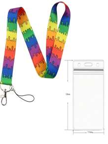 2pcs (1 Lanyard + 1 Card Holder) Colorful Cartoon Lanyard With Card Holder, For Keys, Key Chain, Badge, ID Card, Credit Card, Passcard, Cord, Rope, Phone Charm, Accessories, Detachable,School Supplies,Back To School