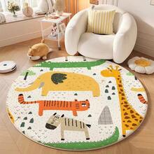 1pc Round Cute Cartoon Fleece Blanket, Colorful, Adorable Carpet, Soft Round Children's Play Mat, Carpet, Soft Plush Rug, Suitable For Bedroom, Living Room, Nursery, Room Decor, Home Decor, 60cm/100cm