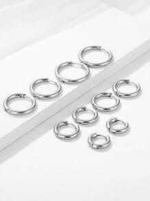 5 Pairs Gold Stainless Steel Simple Fashion Women's Hoop Earrings-Small, Medium, Large, Autumn Jewelry