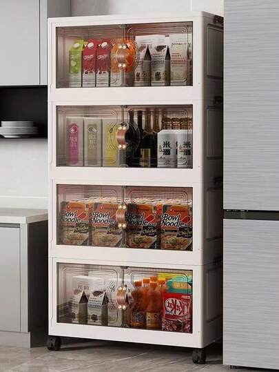 5/4/3/2/1 Caja de almacenamiento plegable por capas, organizador de ropa de gran capacidad, gabinete de almacenamiento de plástico con ruedas