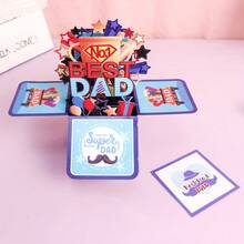 1pc 3D Pop-Up "Best Dad" Cards With Envelopes - Cartoon Star Patterns, Personalized, Multilingual (English, German, French, Japanese, Korean) - Perfect For Father's Day, Birthdays, Anniversaries, Thanksgiving - Bất Ngờ Celebrate Cards For Anyone