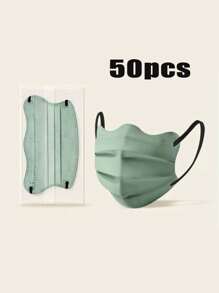 50 piezas Mascarillas desechables de 3 capas no tejidas, talla adulto, empaquetadas individualmente, protección contra polen y virus, adecuadas para actividades, fiestas y regalos