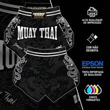 Muaythai Dragon Thai Short Unisex Premium Thai Short New Release - 黑與白 - 查看 6