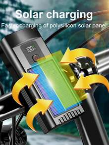 Bicycle Light Super Bright Dual Lights Solar Charging Type-C Charging 3 Lighting Modes With Digital Display, Outdoor Cycling Lighting Tool For Mountain Bike - Multicolor - View 4