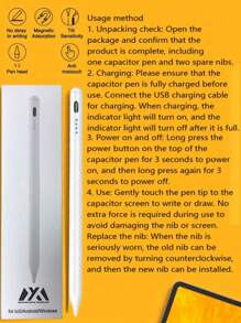Universal Quick Response Stylus, Suitable For Touch Screens Of Tablets And Mobile Phones, With Anti-Hand Touch And Tilt Functions - Rechargeable, Powered By USB, Suitable For Precise Writing And Drawing On IPad, As Well As Digital Drawing. Fashionable Stylus Design. Stylus