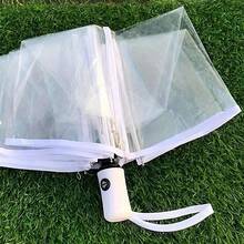 1pc Automatic Transparent Folding Umbrella, Waterproof, Portable Rain Gear, Travel Umbrella Transparent Umbrella, Is An Ideal Gift For Friends. Summer Cooling, Beach, Travel, Spring Summer Picks, Brides Maid Gifts, Room, Bedroom Decor, Bedroom Decor, Beach, Travel, For Men, For Women, Vacation,Cute Stuff,Mother's Day Gift,Bedroom Decor,Garden,Kitchen Decor,Summer,Beach,Travel Essentials,Room Decor,Squishy,Graduation - Multicolor - View 3