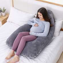 AIMECO Body Pillow, Cushion, U-Shaped Body Pillow, Multi-Functional Pillow, Lumbar Pillow, Full Body Pillow, Breastfeeding Cushion, Side Sleeping, Washable, Good Sleep, Breathable, Pregnant Women, Unisex, Sleep Aid - 深灰+粉紅色 - 查看 2