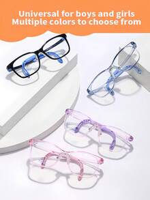 1pc Kids Fashion Square Frame Glasses, Non-Prescription, Anti-Slip, Flexible, Casual, Suitable For Boys And Girls - Elastic a - View 7