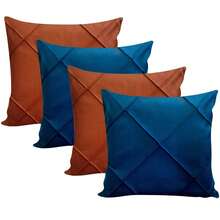 Kit Of 4 Draped Suede Cushion Covers 45x45 With Invisible Zipper - 2 Navy 2 Terracotta - View 5