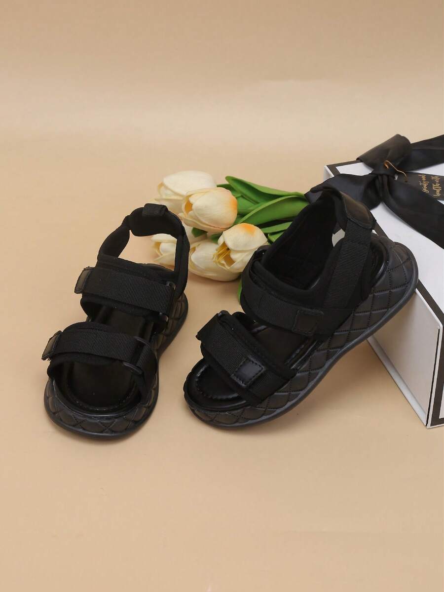 Kids Fashion Strap Sandals, Summer New Casual Thick Bottom Roman Shoes, Girls Vacation Shoes - Black - View 1