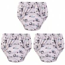 3 件套可重复使用幼儿和儿童如厕训练内裤，防水透气印花尿布衬垫，男女通用如厕训练内裤