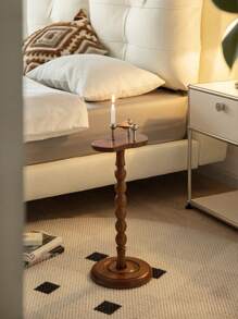 Modern Solid Wood Side Table – Nordic Minimalist Round Corner Table, Black & Walnut Finish, Vintage Multi-Functional Accent Table For Sofa, Bedside, Coffee Corner, Small Spaces, Ramadan Gifts & Home Decor