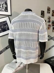 Polo shirt en tricot rayé ajouré pour homme