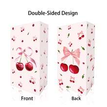 4/6/12/24pcs Cherry Print Gift Bags With Pink Bow - Cute Fruit Theme Paper Tote Bags, Perfect For Birthday, Party And Holiday Decoration, Indoor And Outdoor - Multicolor - View 3