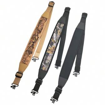 1PC 2 Point Sling Strap For Hunting And Shooting Adjustable Waterproof Camo Padded Shoulder Strap Tactical Equipment Swivels