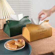 1pc Elegant Golden "Enjoy Your Life Sunshine Happiness" Tissue Box - Rectangular, Stylish Home Decor For Living Room, Bedroom, Kitchen | Ideal Christmas & Halloween Gift, Gift Tissue Box | Modern Tissue Holder | Zinc Alloy Handles, Tissue Box Decor, School Supplies,Back To School