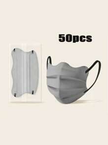 50 piezas Mascarillas desechables de 3 capas no tejidas, talla adulto, empaquetadas individualmente, protección contra polen y virus, adecuadas para actividades, fiestas y regalos