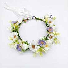 1 pieza Diadema con flor roja estilo Mori para mujer de estilo bohemio, hermoso accesorio para el cabello tipo corona de flores para novia, sesiones de fotos, Día de San Valentín, accesorios para el cabello de boda - Rojo - Ver 6