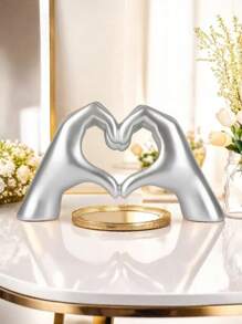 Sliver Decor For Living Room Bedroom Bookshelf Coffe Table, Cute Love Finger Statues Morden Accents Aesthetic Room Accessories, Knick Knacks Home Decor For Shelves