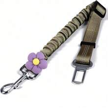 Floral Pet Safety Leash - Adjustable Dog Safety Tether Strap, Suitable For Large And Small Breeds, Compatible With Car Seatbelt Buckle
