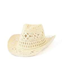 1pc Boho Casual Cowboy Straw Hat, Sunscreen Hat Suitable For Vacation And Commute, Fashion And Versatile For Men And Women All Seasons - Teardrop Straw Hat - View 17