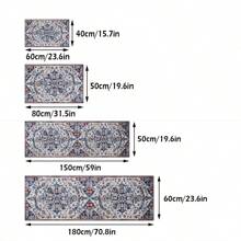 1pc Vintage Distressed Boho Long Runner Rug, 1000g Velvet + 300g Foam Backing Combination Carpet, Classic American Floral , Suitable For Living Room, Bedroom, Kitchen, Bathroom, Laundry, Hallway, Entryway, Game Room, Boy's Room, All Season Home Decor