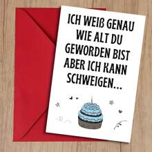 1pc German Birthday Greeting Card - "Ich Weib Genaue" Humorous Design, Premium Thick Paper, Ideal For Family & Friends, Personalized Wishes For A Memorable Celebration, Festive Stationery|Celebratory Greeting Card|Quality Paper Card, School Supplies,Back To School