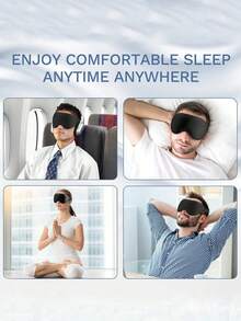 3D Silk Sleep Eye Mask, 100% Blackout Eye Mask, Adjustable Fit Eye Mask, Super Lightweight & Silky Soft Eye Mask, For Sleeping,Sleep Aid Eye Mask, For Sleeping, Night Travel, Nap, Office, School, Home, Traveling, Meditation, Thick Eye Mask, Eye Masks For Fall And Winter, Fall Essentials, Winter Essentials. - Multicolor - View 7