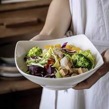 10 piezas Tazones blancos, material de PP Platos cuadrados reutilizables de 8 pulgadas, aptos para microondas y lavavajillas, adecuados para cocina, postres, frutas, ensaladas, sopas, vajilla para comidas al aire libre, regalo para Navidad, Año Nuevo, Festival de Primavera, tazones de caramelos