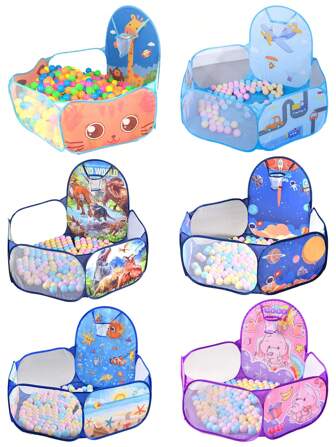 Juldekoration Söt Hopfällbar Tecknad Bollaktstält: Inomhus/Utomhuslek För Barn - Med Havsbollar Och Basketkorg (Havsbollar Ingår Ej)