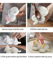 1 件饭团模具迷人猫形饭团制作器，喵呜模具，可爱动物米饭成型器，适用于寿司和海苔卷，可容纳 200 克米饭，家庭厨房和野餐 DIY，便当配件，装饰工具，有趣的午餐盒 - 彩色 - 查看 5