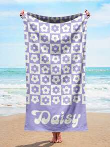1 PEÇA Toalha de Praia com Estilo de Padrão Personalizado em Estilo Retrô com Nome, Secagem Rápida, Acessórios de Praia e de Viagem Macios e Confortáveis, Também Pode Ser Usada para Fitness, Yoga, Natação e Viagens à Praia.