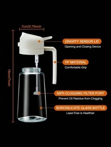 1pc Oil Sprayer For Cooking, 2 In 1 Olive Oil Dispenser Bottle For Kitchen, 470ml 16oz Premium Glass Oil Bottle, Oil Mister For Air Fryer, Salad, Frying, BBQ - Multicolor - View 7