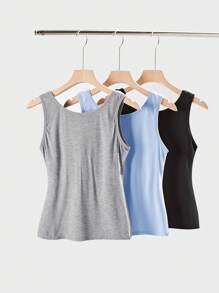 3PCS Women's Modal Spaghetti Strap Tank Top, Outer Wear, Thin, Slim Fit, Home Essentials, Breathable, Comfortable And Casual, For Workout