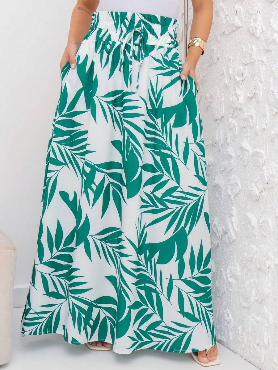 Solid Women's Long Skirt - Dark Green - View 1