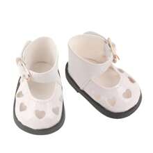 1 Pair Vintage Sweet Style Heart Hollow Out Small Leather Shoes Suitable For 14 Inch Doll, Multi-Color Fashion Cute Elegant, Suitable As Gift For Children's Day, Birthday, Festival For Kids