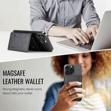 LC.IMEEKE 1 ví da PU từ tính có nam châm, kèm giá đỡ thẻ MagSafe, tương thích với iPhone 17 16/15/14/13/12 Pro/Pro Max/Plus/Mini, ví nam MagSafe, ví RFID, ví đựng chìa khóa, ví đựng thẻ, ví mini đeo cổ tay. - màu đen - Xem 5
