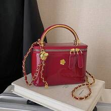 Sparkling Small Square Bag Chain Light Luxury Bag New Model Simple Box Bag Shoulder Bag Dating Essential Perfect Match Your Dress Style Send The Best Gift To Yourself And Your Family - Burgundy - View 2