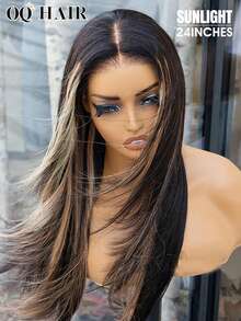OQ 无需胶水即可佩戴的直发层次感假发,180%真人发,16-24英寸,预剪预拔毛,6*4透明蕾丝假发,挑染渐变色,无需胶水即可佩戴,未经加工的真人发,自然发际线,伴娘礼物,免运费,新手友好,万圣节女性装扮,万圣节前额假发 - S1/27 - 查看 7