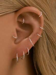 Silber Creolen | Knorpel endlose kleine Creolen Set für Frauen Männer Mädchen | Hypoallergen 925 Sterling Silber Tragus Ohrringe Nasen Lippen Ringe | Creolen Schmuck für Party Geburtstag Geschenk mit schöner Geschenkbox | 7 Größen Optionen (8mm/10mm/12mm/14mm/16mm/18mm/20mm)